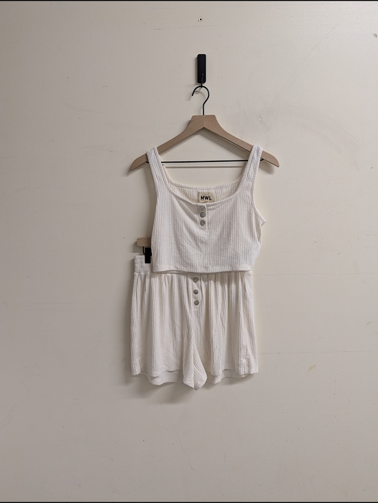 Madewell Other - Madewell Mwl Cream Ribbed Button Sleep Set New With Tags M/L